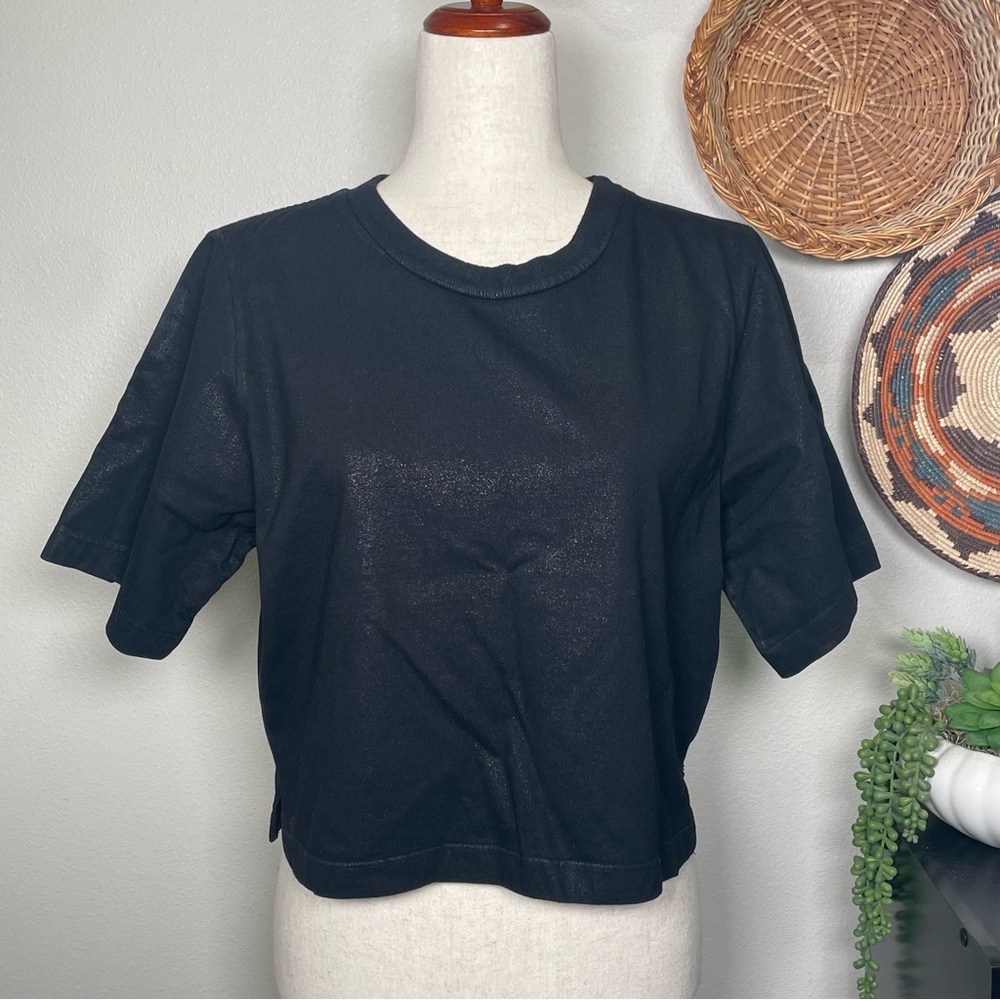 MOTHER Your Prayers Are Answered Style #8821-865 The Funnel Crop Tee Black Sm